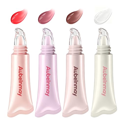Aubelnmay Hydrating Lip Gloss Set - 4 Shades, Glass Finish Lip Jelly