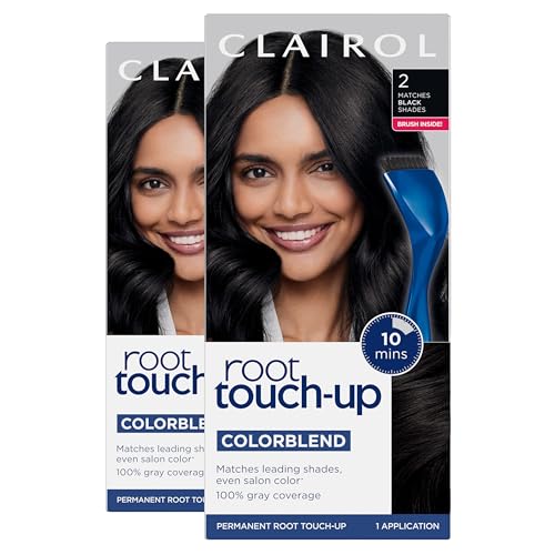 Clairol Root Touch-Up by Nice'n Easy Permanent Hair Dye, 2 Black Hair Color, Pack of 2