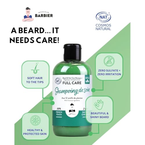 Shampoo & Beard Oil Hair Care Gift Set for Men | Nourishing 2-in-1 Shampoo Sandalwood & Beard Oil With Beard Hair Comb Grooming Gift Basket for Him Husband Dad Made in France