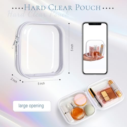 Sanwuta 6 Pack Clear Hard Zipper Cases - White, 5x5x2 Inch Storage Organizer