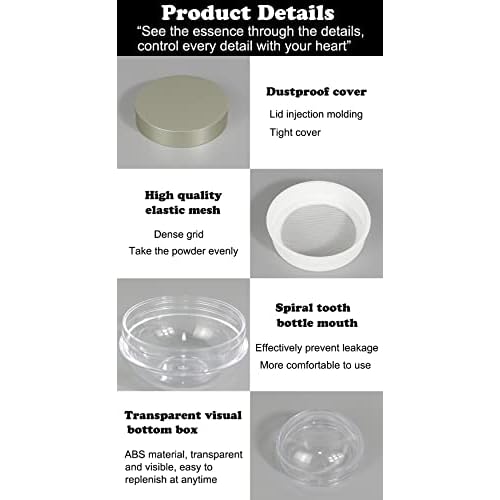 AKOAK Capacity 20 ml(0.67 oz) Empty Reusable Plastic Loose Powder Compact Container DIY Makeup Powder Case with Powder Puff and Elasticated Net Sifter Green