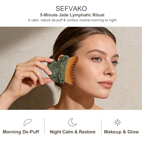 Lymphatic Jade Gua Sha Face Brush – Dual-Ended Dry Brush & Contour Tool