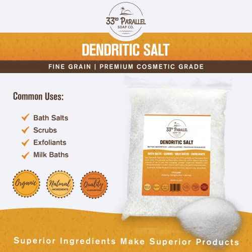 DENDRITIC Salt (1 lbs / 16 oz) Premium Fine Grain for Bath Salts, Scrubs, Exfoliants, Milk Baths & More | Sizes 1 to 5 LBS | (1 Pound)