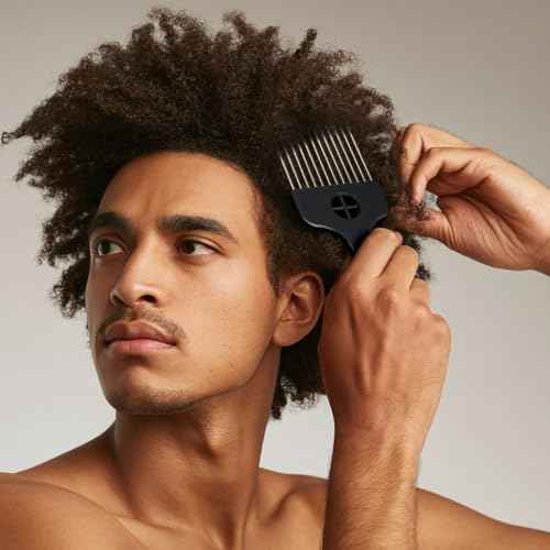3 Pack Afro Hair Picks for Men and Women, Cpoxixt Metal Afro Comb Picks for Natural Curly Hair Styling Fist Design(Black)