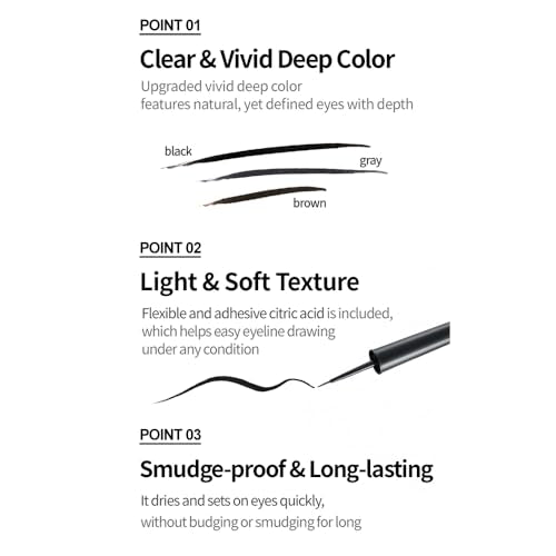 ETUDE OH M'EYE LINE liquid eyeliner - Brown, Intense Precision Liquid Eyeliner, Vivid, Deep Color, Smudge Proof, Long Lasting, Korean Makeup, Kbeauty, Perfect for Gift