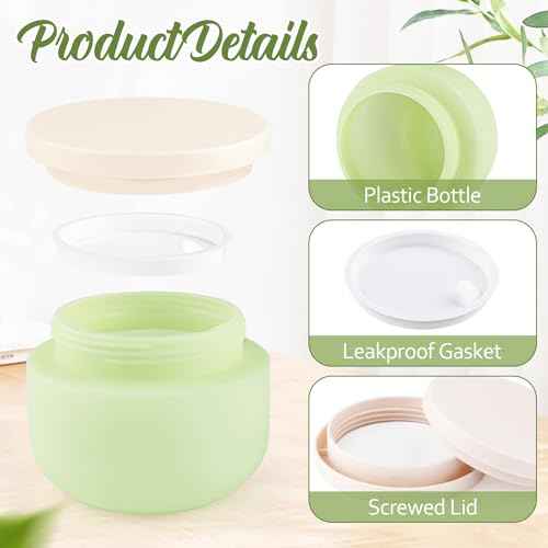 8 Pcs 8oz/250g Plastic Containers Empty Cosmetic Jars Wide Mouth Makeup Sample Storage Pot with Lid & Inner Liner for Lotion Cream Ointments Makeup Nails Paint Jewelry - Green