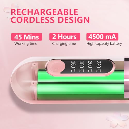 Cordless Hair Straightener Brush, Portable Mini Ionic Hot Comb, USB Rechargeable