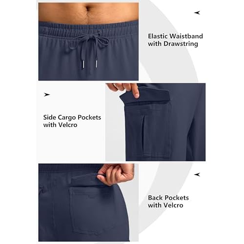 Pudolla Men's Cotton Sweatpants with Cargo Pockets Open Bottom Yoga Pants for Men Lounge Pants for Athletic Workout Casual