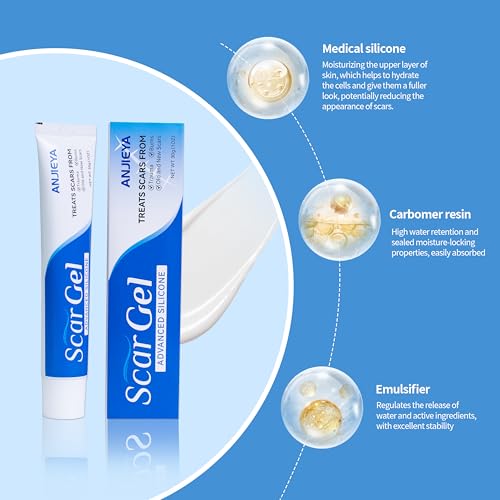 Silicone Scar Gel Advanced Scar Cream for Old & New Scars, Fades C-Section, Keloids, Stretch Marks, Burns, Surgeon Recommended Scar Repair