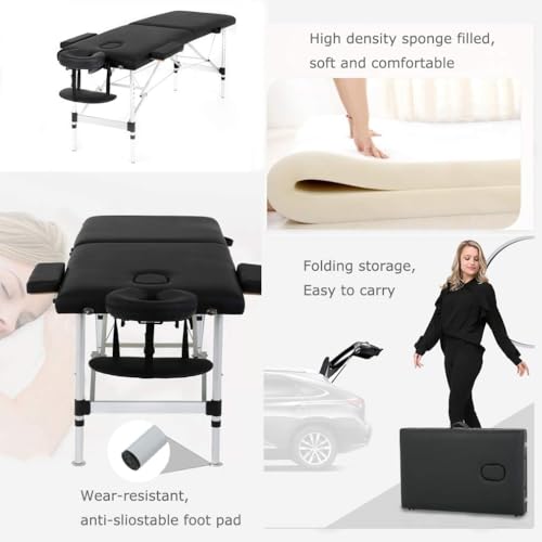 FDW Portable Aluminum Massage Table - 24" Adjustable Lash & Spa Bed with Bag