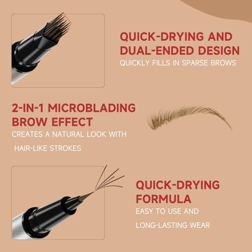 DUDUDU Dual-Ended Eyebrow Pen - Waterproof 4D Microblading Tool