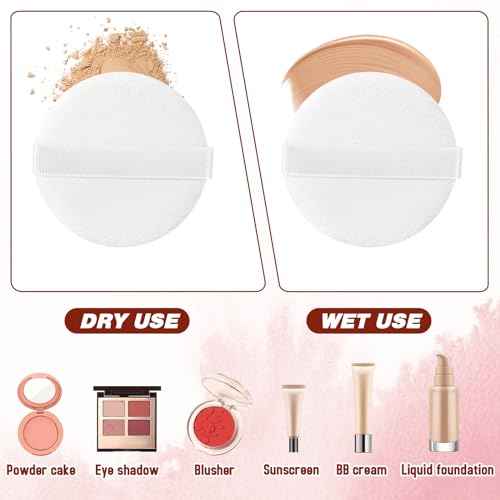 6 PCS Setting Powder Puff, 2 Inch Small Round Makeup Powder Puff Pads with Ribbon Soft Velour Eye Shadow Puff Cosmetic Foundation Blender Sponge Beauty Makeup Tools for Loose Powder & Liquid Cosmetic