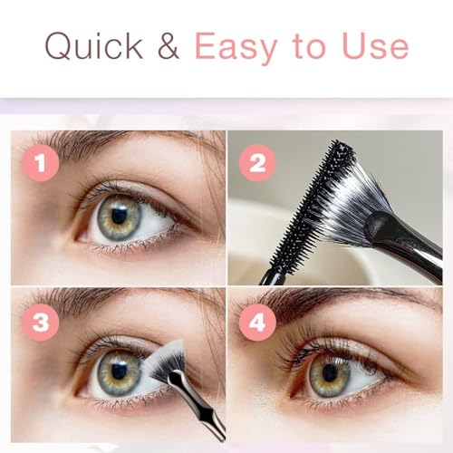 Folding Angle Scalloped Lash Brush, 2024 NEW Mascara Fan Brush for Lashes Eyelash Separator Tool, Eyelash Comb for Upper Lower Eye Lash Makeup Tools, Eye Makeup Fan Brush For Women (10 PCS)