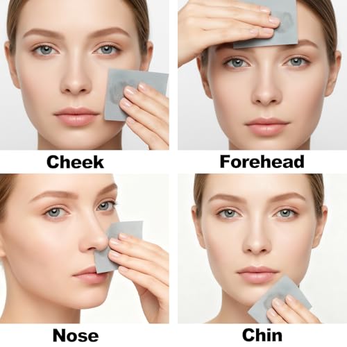 Oil Blotting Sheets for Face - 500 Sheets with Mirror & Puff