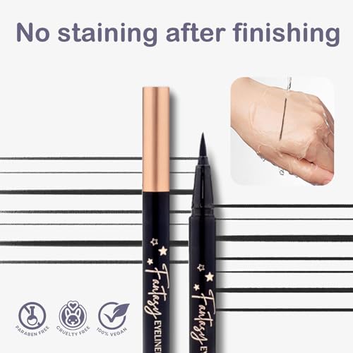 Beauty Fantasy Eyeliner Pen ? Ultra-Fine Felt Tip, Waterproof & Smudge-Proof Liquid Eyeliner, 24H Long Wear, Jet Black, Quick-Drying, Cruelty-Free, 0.01 FL.OZ/0.4 ML