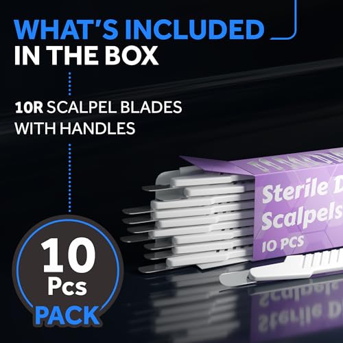 MyMed Disposable 10r Blades Dermaplaning Scalpels - Pack of 10 Dermaplane Razors for Women Face, Scalpel Blades, Sterile