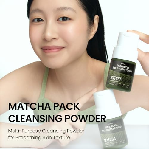 FRESH MATCHA PACK CLEANSING POWDER, Matcha Mask, Ceramide, Gentle Face Wash, Radiant Skin, Facial Cleanser for Dry Skin, Korean Skincare, Fragrance Free, 40g/1.41fl.oz.