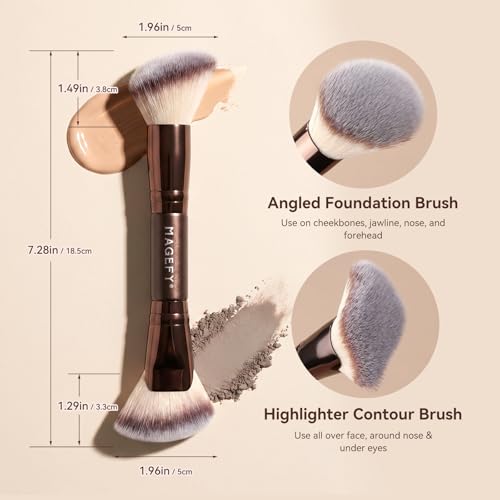 MAGEFY Double-Ended Makeup Brush Set - 4 Brushes Foundation Powder Blush
