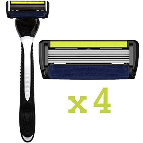ShaveMOB 6-Blade Men's Razor Kit (Flex Head Handle with 4 Refills) (No Trimmer) - The Caveman Shaving Kit