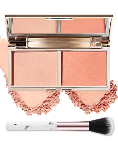 LYSdefeu Blush Palette with Brush - Matte Peach & Pink Shades