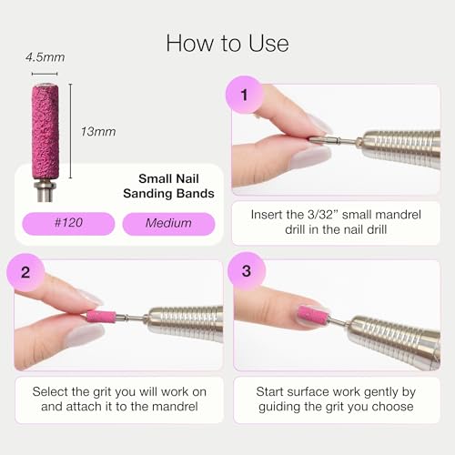 Curacoro 100 Pcs Mini Sanding Bands 120 Grit for Nail Drill