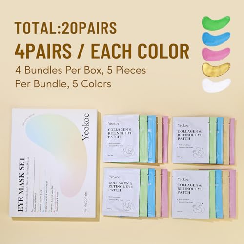 Yeokoe Under Eye Patches for Dark Circles & Puffy Eyes, 20 Pairs