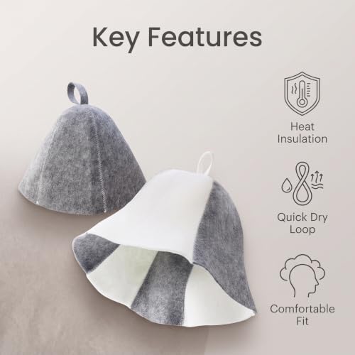 2 Pack Wool Sauna Hat for Men & Women