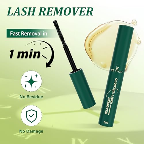 KEYYOU Lash Extension Kit 3D Effect Volume Lash Clusters Flaunt Style 144PCS D Curl Waterproof DIY Kit Flora Inspired Wispy Look LengthLock 8?18mm Ultra-Thin Black Band (PuffSilk V3D01 Kit)
