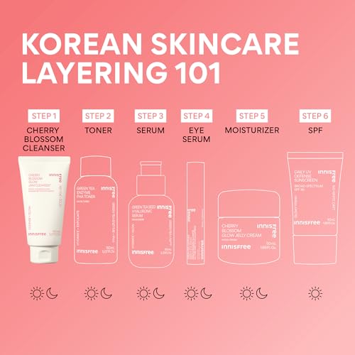 innisfree Cherry Blossom Glow Jam Cleanser, Sulfate Free, Korean Face Wash, Cleansing Foam for Glowing Glass Skin