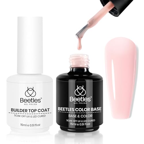Beetles Rubber Base & Builder Top Coat Gel Nail Polish Set 15ML - L-Pink-2