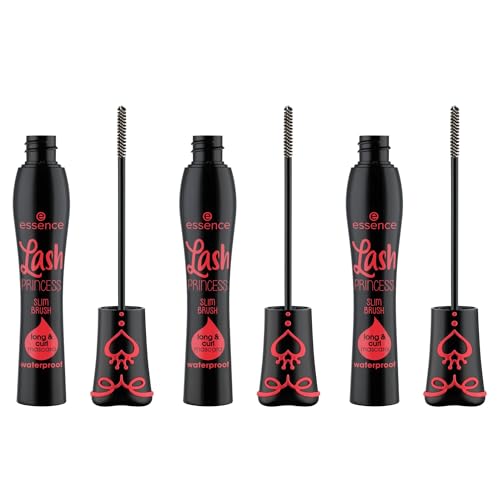 essence | Lash Princess Slim Brush Long & Curl Mascara| Extreme Waterproof with Slim Fiber Brush | Vegan & Cruelty Free (Pack of 3)