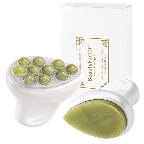 Jade Roller & Gua Sha Facial Tools Face Roller for Skin Care,Facial Roller Gua Sha Tool for Puffiness and Redness Reducing Skin Care Routine