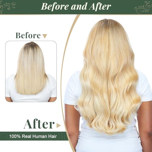 Missme Tape in Hair Extensions Human Hair 18 inch 20 Pcs 50g #613 Blonde Tape ins Human Hair Extensions Remy Hair Skin Weft Seamless Invisible Silky Straight Thick Ends Add Length