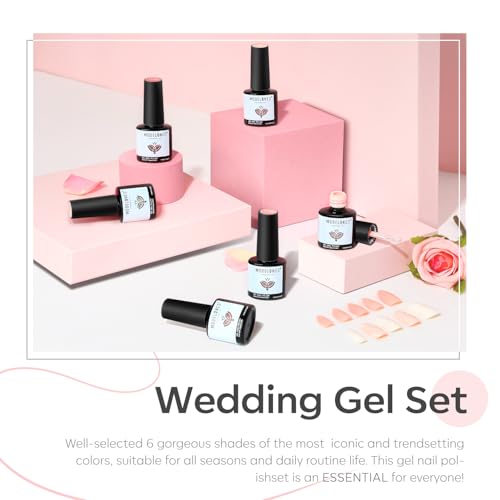 Modelones 6 Colors Gel Nail Polish Set - Nude Pink & Milky White Soak Off