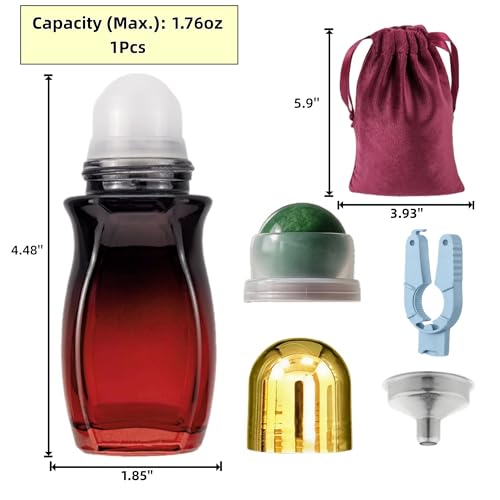 Rose Quartz Roller Ball Bottle, 50ml Amber Glass Refillable