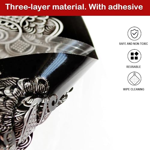 Henna Stencils 9 Sheet Henna Tattoo Kit, Reusable Henna Stickers for Hand Forearm Indian Arabian Self Adhesive Tattoo Templates