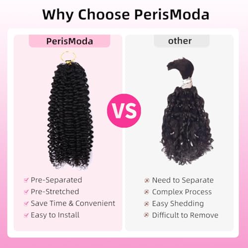 PERISMODA 14 Inch Curly Feather Crochet Human Hair Deep Wave Extensions for Black Women