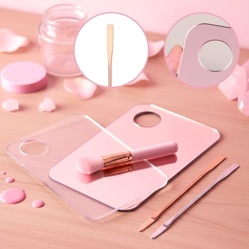 Acrylic Makeup Mixing Tray Set with Spatulas - 4 Pcs
