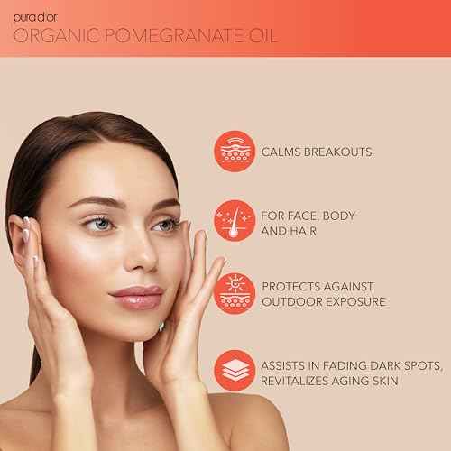 PURA D'OR 4 Oz ORGANIC Pomegranate Oil - 100% Pure USDA Certified Premium Grade, Cold Pressed Body Oil - Rich in Antioxidants - Face and Skin - Hair Moisturizer For Men and Women