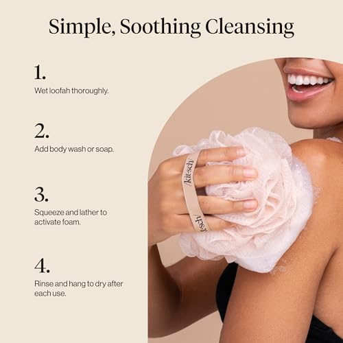 Kitsch Soft Mesh Shower Loofah 3-Pack - Gentle Exfoliating Bath Sponge
