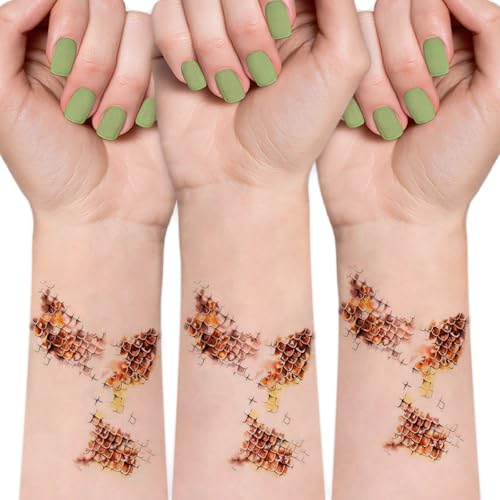 Gold Python Scale Temporary Tattoo Stickers Waterproof