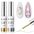 RARJSM Metallic Gel Liner Nail Art Polish Set - Mirror Chrome 3D Effect