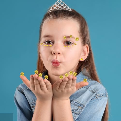 Flower Face Tattoo Stickers - Self-Adhesive Rhinestones