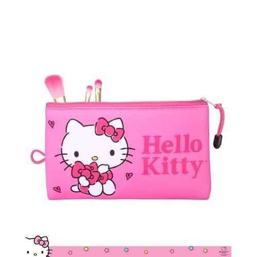 Hello Kitty Makeup Bag Official License, Pink Neoprene Zip Pouch for Travel, Cute Pencil Pouch and Pencil Bag