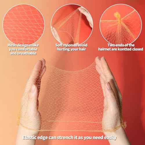 FANDAMEI Hair Donut Bun Maker Kit - 4 Hair Bun Maker, 20 Invisible Hair Nets for Buns, 5 Elastics, 20 Bobby Pins, Bun Nets for Ballet girls,Hair Donuts for Buns - Light Brown