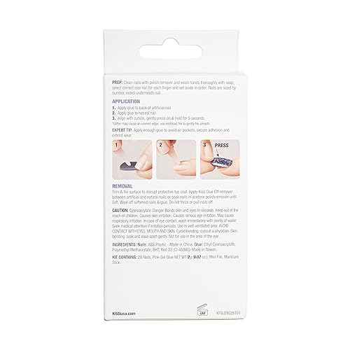 KISS Gel Fantasy, Press On Nails, Nail glue included, 'Temporary Feels', Gray, Short Size, Squoval Shape, Includes 28 Nails, 2g Glue, 1 Manicure Stick, 1 Mini file