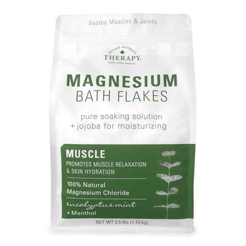 Village Naturals Therapy Muscle Magnesium Bath Flakes, Eucalyptus, Mint & Menthol Scent, 2.5 lbs