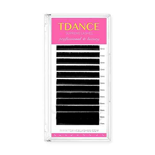 TDANCE Lash Extension Matte Black Eyelash Extension C CC D DD J B L Curl Volume & Classic Lash Extensions 0.03-0.18mm Thickness Professional Salon Use(0.05-D,10-17 mm)