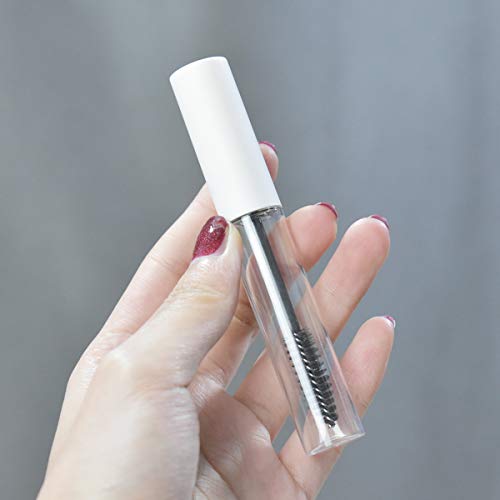 GTHER 10PCS 10ML Empty Mascara Tube Bottles with Eyelash Wand & Rubber Inserts & Funnels Set for Castor Oil/Eyelash Growth Oil, DIY Mascara Cream Container with Cap, Matte White