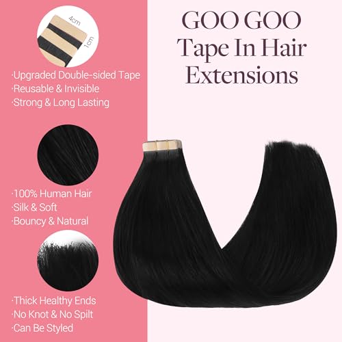 GOO GOO Tape in Hair Extensions Remy Human Hair, 20 Piece